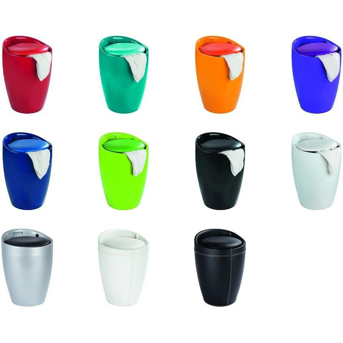 WENKO табурет для ванної кімнати Candy з місцем для зберігання, чорний, ABS-пластик, 20 л, Ø 36 x 50,5 см