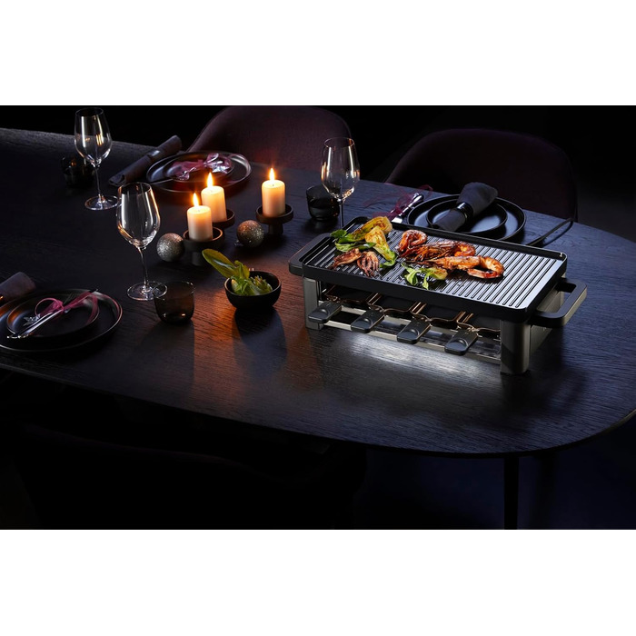 Електричний гриль-ракушетка WMF Master Raclette на 8 осіб, 1500 Вт, нержавіюча сталь матова