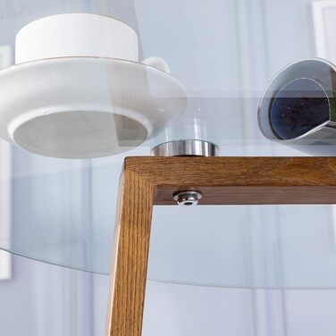 Елегантний обідній стіл H.J WeDoo з 2 стільцями: скляний круглий стіл у скандинавському стилі для балкона, вітальні та їдальні, білий колір, 2 стільці з бука (білий)