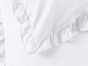 Комплект постільної білизни з рюшами 135x200 на блискавці з 100 бавовни однотонного білого кольору (2 шт. 135 х 200 см, білий), 4-TLG.