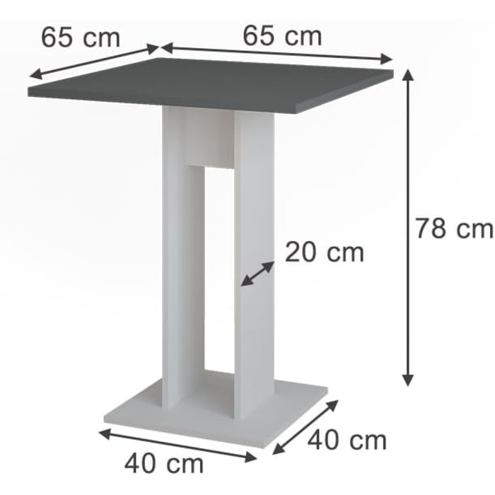 Стіл журнальний Vicco Repose, 65x65 см, білий/антрацитовий