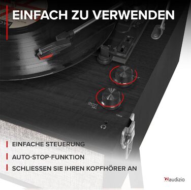 Вініловий програвач Fremont Retro з Bluetooth, динаміками та підставкою, для платівок 7'', 10'', 12'', дерев'яний корпус