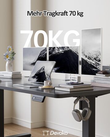 Електричний регульований стіл Devoko 120x60 см: стіл для стоячи/сидячи, офісний, з пам'яттю, чорний