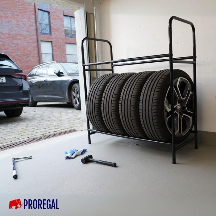 Стелаж для шин PROREGAL CARRERO 104x55x40 см - 8 шин, 2 рівня, чорний