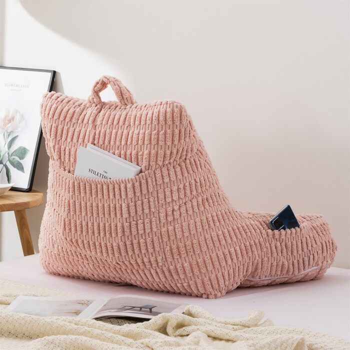 Крісло-мішок Holawakaka для читання та відпочинку з підлокітниками та спинкою, велике, рожеве