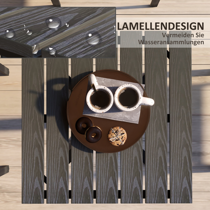 Обідній стіл Outsunny Garden для 4 осіб Квадратний балконний стіл Wood Look Алюміній сірий 70x70x76 см для патіо та саду