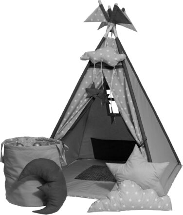 Намет-Тіпі для дітей з килимком, подушкою та м'ячами - ігровий намет у дитячу кімнату (Сірий)