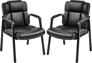 Крісла їдальні Yaheetech (2 шт.) з підлокітниками, чорні, штучна шкіра | Стільці для кухні, вітальні, офісу