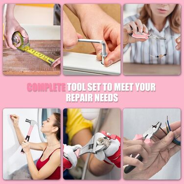 Набір інструментів Sundpey 206 предметів з акумуляторною викруткою 12V, рожевий – для дому та ремонту