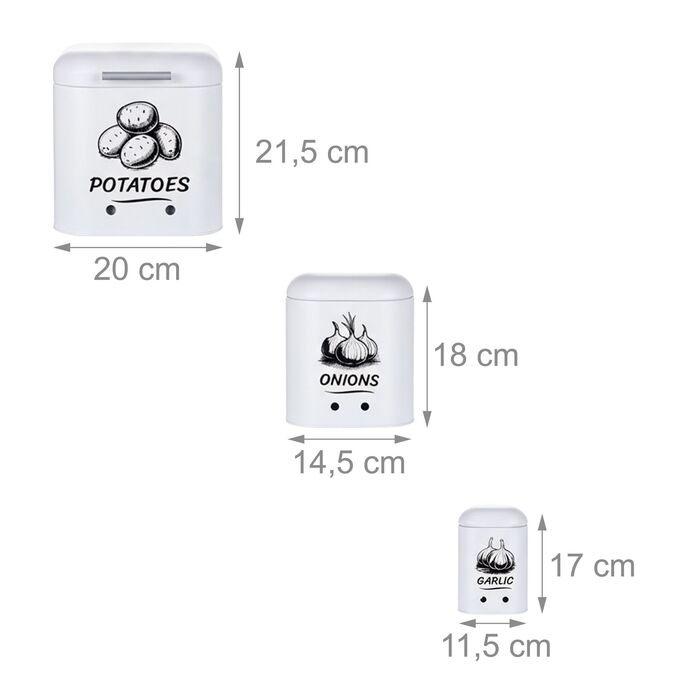 Набір з 3 контейнерів для зберігання картоплі Relaxdays