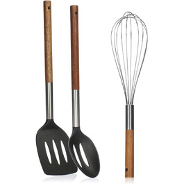 Набір кухонного приладдя COM-FOUR з 3 предметів - кухонне приладдя з дерев'яною ручкою