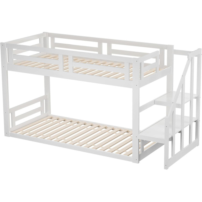 Двоярусне ліжко для дітей 90x200 з сходами, біле. Ліжко-горище, ліжко-стінка, для підлітків, без матраца.