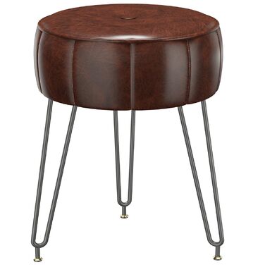 Пуф-стілець для макіяжу YMYNY, стильний пуф у вигляді гарбуза, багатофункціональний пуф для вітальні та спальні, 32 x 32 x 44 см (Коричневий)