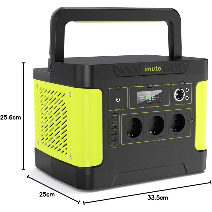 Портативна електростанція Imuto T1200G, 1531 Вт·год, 1200 Вт (пік 2200 Вт), 11 портів, для дому, RV, кемпінгу, CPAP