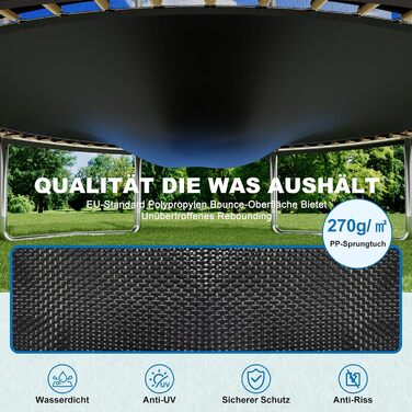 Батут Devoko вуличний Ø183/228/305/366/427 см, сертифікат GS, дитячий батут для саду з сіткою, драбиною та захисним покриттям (183 см, чорно-синій)