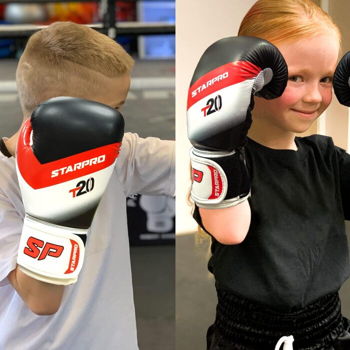 Боксерські рукавички Starpro / T20 для маленьких і ніжних рук / дитячі боксерські рукавички для дітей 6 років, боксерські рукавички для дітей 10 років, боксерська рукавичка для дітей (4 унції, чорний)