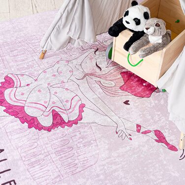 Килимок для дитячої кімнати в Мазовії нековзний - можна прати при температурі до 30 градусів-балетний балерина з коротким ворсом дитячий килим килим для дитячої кімнати-ЕКО-ТЕКС килими для дівчаток рожевий рожевий (140 х 200 см, рожевий рожевий / 41970)