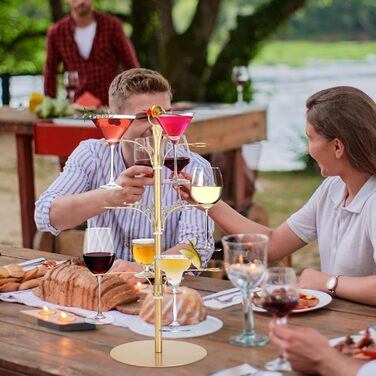 Стійка для коктейлів та келихів YCWF, 3 яруси, 12 келихів, золота. Ідеально для вечірок та святкування. Підходить для шампанського, коктейлів, маргарити та мартини.