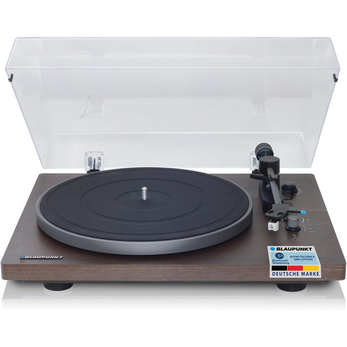 Вініловий програвач Blaupunkt TT 200 TX з кришкою, пружинним корпусом, системою Audio Technica MM, дві швидкості, автоматичне вимкнення, антискейтинг, ремінний привід