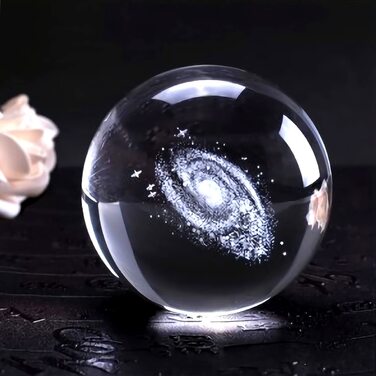 Кришталева куля з підставкою, 3D модель кристалічної Планети, 6-сантиметровий куля з гравіюванням у вигляді зірки, прикраса для класної дошки на Різдво, день народження, для дітей, подарунок для домашнього офісу (Чумацький Шлях)