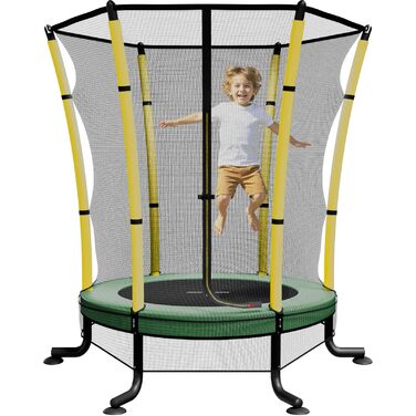 Батут дитячий JUMMICO з захисною сіткою Ø145 см, до 50 кг, для дітей від 3 років, жовтий