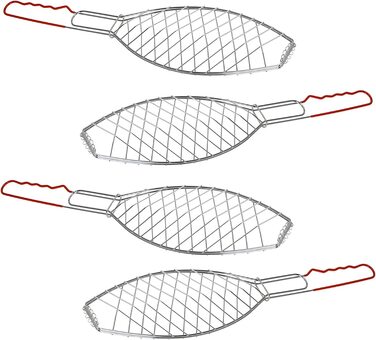 Набір гриль-решіток для риби з відкидною ручкою, 4 шт.