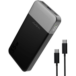 МАг, швидка зарядка 35 Вт, PD 3.0 QC 4.0, 2 шт. Type-C, USB-A, сумісний iPhone/MacBook/iPad, чорний, 10000