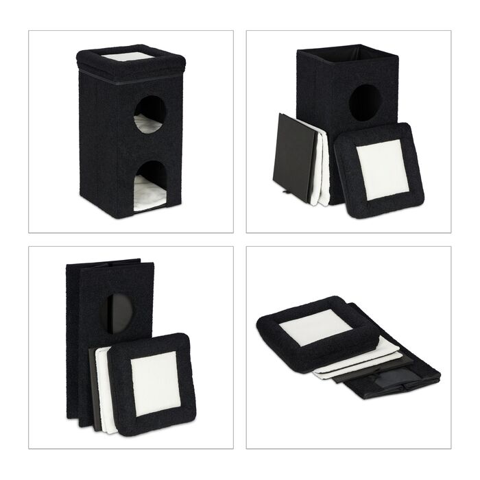 Зручна складана котяча печера Relaxdays чорного кольору