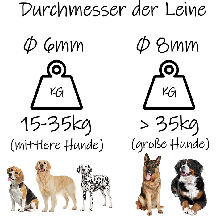 Органічний повідковий Повідець з круглого біотану Ø 8 мм без ремінця-для собак вагою від 35 кг і довжиною від 3 до 20 м-Повідковий повідець для собак I більше 20 кольорів