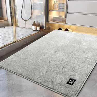 Килимок для ванної кімнати з антиковзким покриттям 120x80 см, мікрофібра, сірий