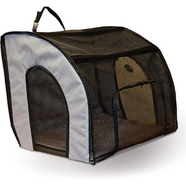 Дорожня сумка K & H для домашніх тварин, коробка для собак для автомобіля, сірий / чорний, Розмір м, 61 х 48 х 43 см, сірий / чорний середній 24 х 19 х 17 дюймів