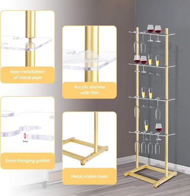 Підставка для шампанського Julymoda на 4 яруси: 32 келихи, прозорий акрил, для вечірок та свят