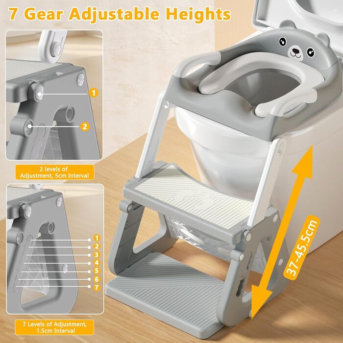 Унітаз дитячий зі сходинками 2-в-1, сидіння для унітазу з драбинкою для дітей від 2 до 5 років, PU-подушка, антиковзний килимок