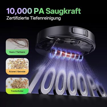 Робот-пилосос Vexilar W15 з функцією миття підлоги, бездротовий, 10000Pa, LiDAR-навігація, 180 хвилин роботи, керування через додаток та голосовий помічник