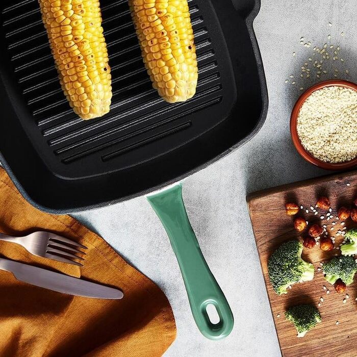 Сковорода-гриль Barbary & Oak BO800256GRN з емальованим покриттям, 26 см, зелений колір