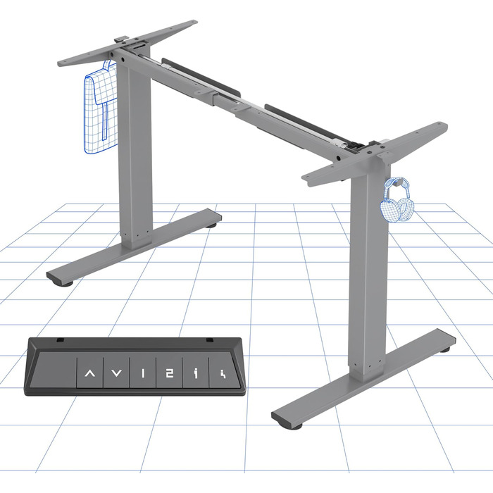 Електричний регульований стіл FlexiSpot з пам'яттю висоти та LED-дисплеєм, сірий (EN1)