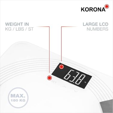 Шкала діагностична Korona 73510 DEBBY Аналітична шкала - вимірювання жиру в організмі, води в організмі та м'язового відсотка Функція ІМТ Вантажопідйомність 180 кг 100 г роздільників