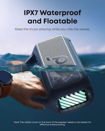 Soundcore Boom 2 - портативна Bluetooth колонка, 80W, сабвуфер, BassUp 2.0, 24h, IPX7, LED, USB-C, EQ, BT 5.3, для кемпінгу, пляжу, саду (блакитна)
