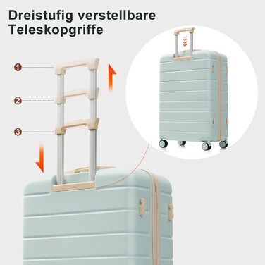 Набір валіз Merax 3 шт. з жорстким корпусом, 20/24/28 дюймів (світло-зелений та хакі), 5-ти елементний