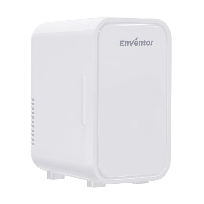 Міні-холодильник Enventor 6 л (8 банок), портативний охолоджувач та підігрівач, живлення AC/DC 12V для авто, спальні, косметики та напоїв, білий