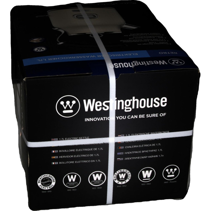 Ретро чайник Westinghouse, 1,7 л, індикатор температури, фільтр з лаймом, захист від перегріву, білий