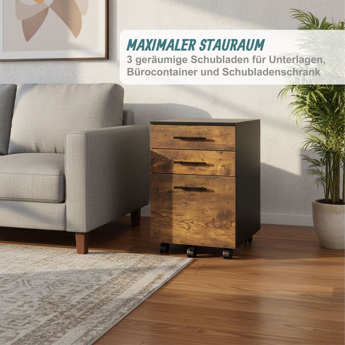 Роликовий контейнер Relaxdays з висувними шухлядами та полицями для документів