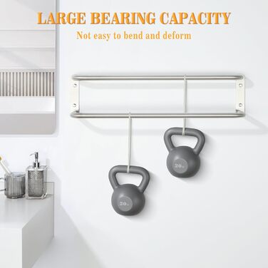 Тримач для рушників подвійний з нержавіючої сталі 304, 60 см, для ванної кімнати та кухні