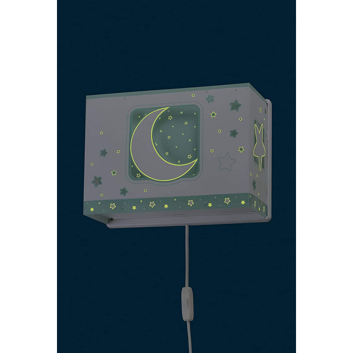 Настінна лампа для дітей Dalber, настінна лампа для дітей місяць і зірки Місячне світло (зелений)