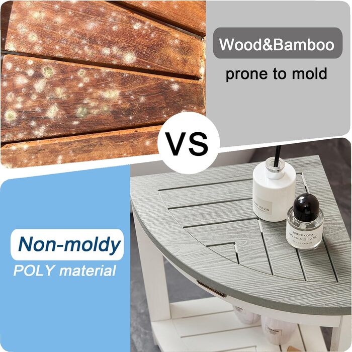 Крісло для душу Eck-Duschhocker, водонепроникне, з полівуд, для ванної кімнати, біле (білий+сірий)