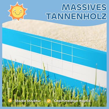 Пісочниця AIYAPLAY з дерева 133 x 108 см з лавкою, захисна плівка, блакитна, для дітей 3-7 років