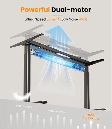 Електричний регульований стіл MAIDeSITe EL2 Pro Art з овальною основою, чорний. Підйом до 180 кг, 4 пам'яті, захист від зіткнень