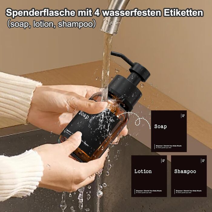 Настінний диспенсер для мила 250 мл чорного кольору (2 шт.) - без свердління, клейкий, для шампуню та гелю для душу