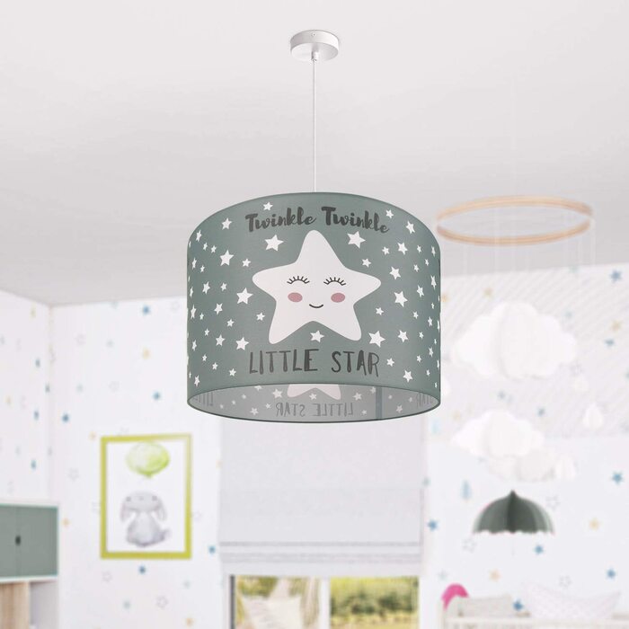 Домашній дитячий Світильник Paco Стельовий Світильник світлодіодний підвісний світильник Дитяча кімната Зоряний мотив E27, абажур Тип лампи (Сірий (Ø45. 5 см), Підвісний світильник білий)