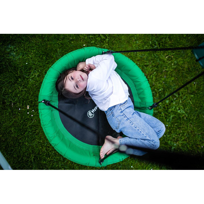 Гойдалка-гніздо для саду HyperMotion Storchennest з А-рамою, 2 місця, 150 кг, зелено-сіра (HYP1)